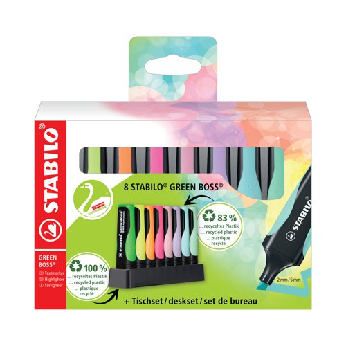 Stabilo Green Boss Highlighter Desk Set Assorted (Pack of 8) 6070/08-5