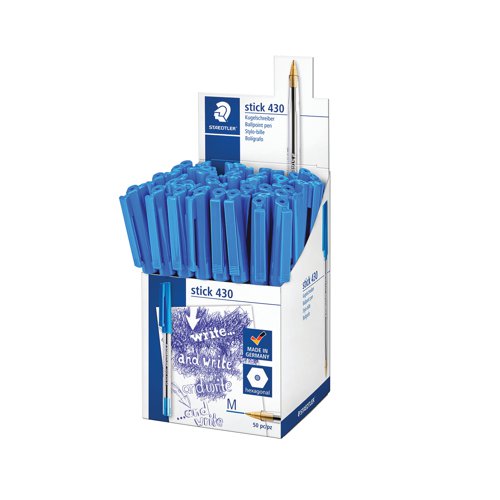 Staedtler Stick 430 Ballpoint Pens in CDU Blue (Pack of 50) 430 M-3CP5