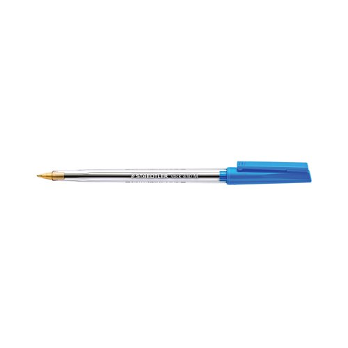 ST07387 | The Staedtler Stick Ballpoint Pen has been designed for daily use in homes, schools and offices. It features a sturdy stainless steel nib that provides a medium 0.35mm line width for a bold and clear line when writing. It features a snug-fitting cap and clip together with a comfortable hexagonal barrel for writing comfort. This pen is perfect for travelling with automatic pressure equalization that prevents ink leaking when inside an airplane cabin. These pens are supplied in a bulk pack of 50 in a Counter Display Unit.