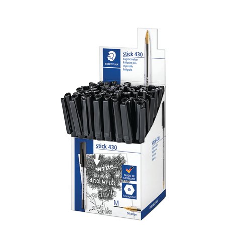 Staedtler Stick 430 Ballpoint Pens in CDU Black (Pack of 50) 430 M-9CP5