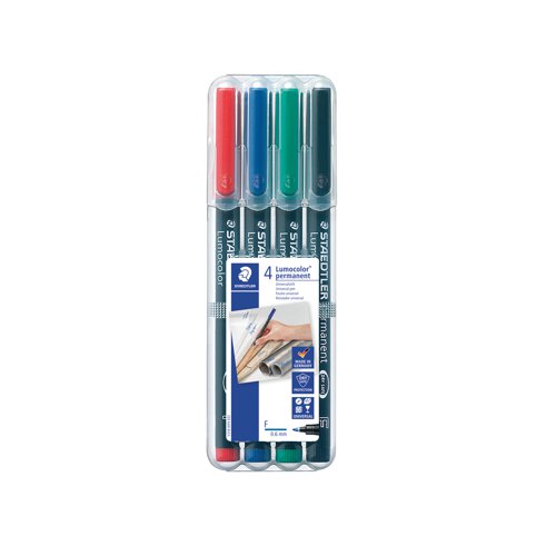 Staedtler Lumocolour Pen Permanent Fine Assorted (Pack of 4) 318-WP4 | Staedtler