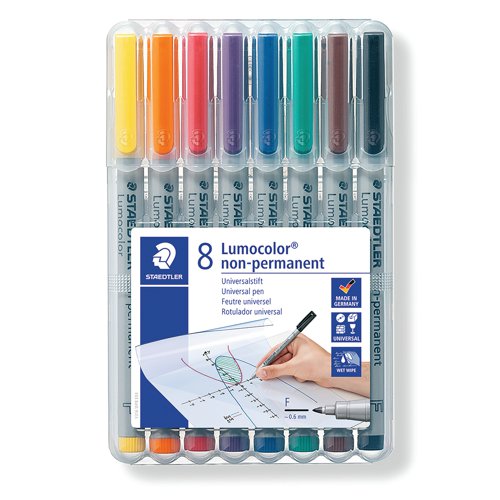 Staedtler Lumocolor Non-Permanent Fine Assorted (Pack of 8) 316 WP8 | Staedtler