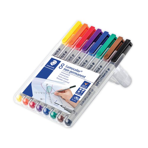 Staedtler Lumocolor Non-Permanent Fine Assorted (Pack of 8) 316 WP8 | Staedtler