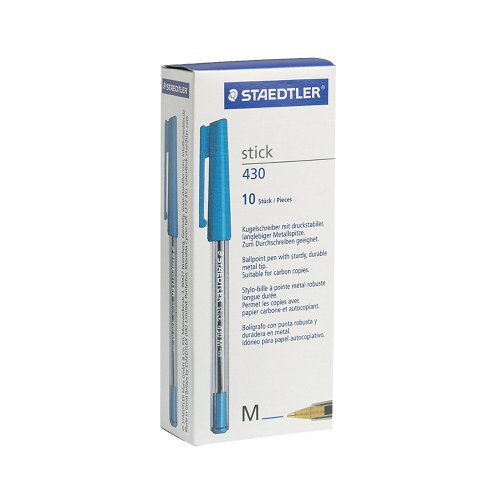 Staedtler Stick 430 Ballpoint Pen Medium Blue (Pack of 10) 430-M3 Ballpoint & Rollerball Pens ST41089