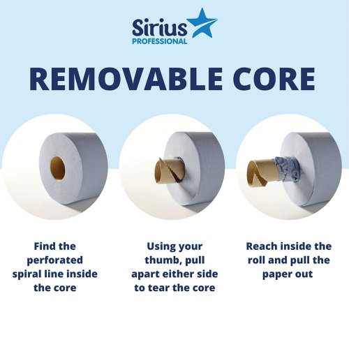 Sirius 2-Ply Centrefeed Rolls 166mmx150M Blue Pack of 6 BCF18152-49