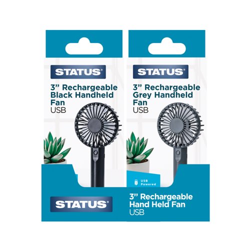 Status Recharge Handheld Fan 3In Black/Grey Pack of 10 MIXRHHFANSX10