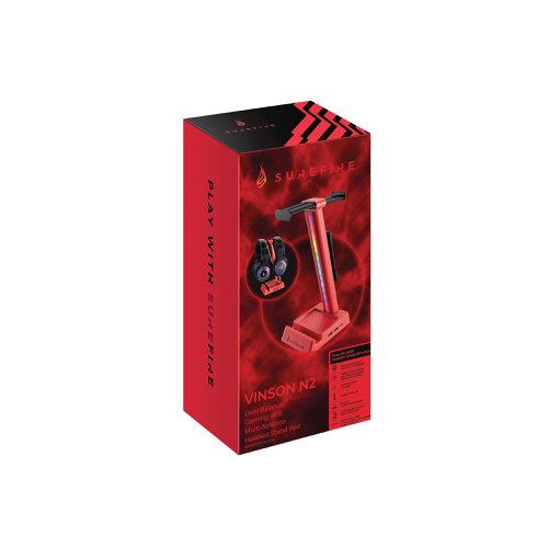 SureFire Vinson N2 RGB Gaming Headset Stand with USB Hub Red 48848