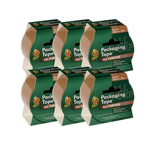 Ducktape Packaging Tape 50mmx25m Brown (Pack of 6) 260204 | SUT05570 | Shurtape