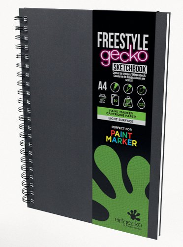 Silvine Artgecko Hardback Sketchbook Freestyle 250gsm 30 Sheets A4 GEC901