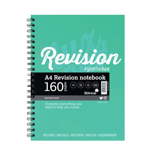 Silvine Wirebound Revision Notebook 160 Pages Green (Pack of 5) EX751