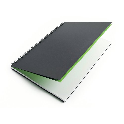 SV03579 | This British made, A3, portrait sketchbook contains 40 sheets (80 pages) of 150gsm, acid free, premium white cartridge paper. The medium surface makes it suitable for all types of media. Encased in a sturdy, black, hardback cover with a 'soft touch' laminated finish, the notebook is both durable and easy to clean. The paper is sized for wet strength, making it more resistant to bleed through and suitable for a variety of techniques. The large twin wire binding allows the sketchbook to lay flat whilst working and offers space for the sketchbook to expand as it fills with creations. Sourced from sustainable forests, this climate friendly notebook is the perfect choice for anyone looking to be more conscious about the environment.