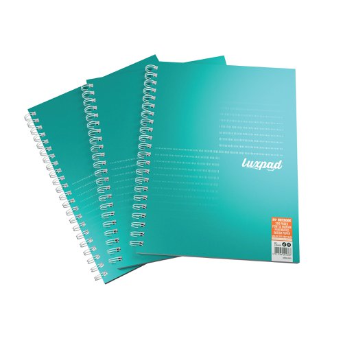 Silvine Luxpad Professional Wirebound Notebook Ruled with Margin 200 Pages A4+ (Pack of 3) LUXA4MT | Sinclairs