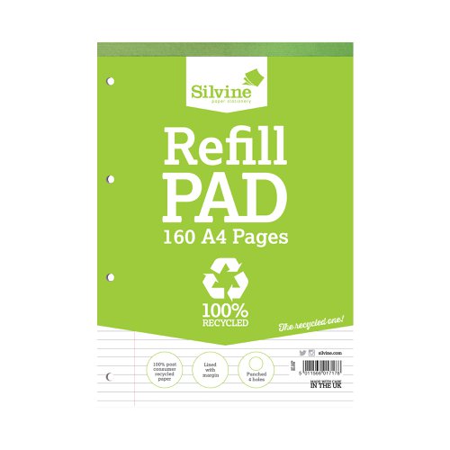 Silvine Everyday Recycled Ruled Refill Pad A4 (6 Pack) RE4FM-T Refill Pads SV41717