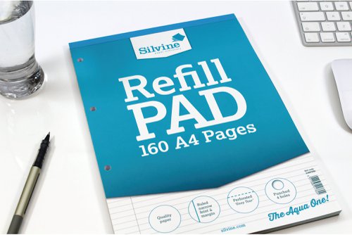 Silvine Narrow Feint Ruled Headbound Refill Pad 160 Pages A4 (6 Pack) A4RPNM Refill Pads SV41760