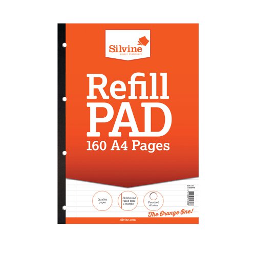 Silvine Punched Feint Ruled Sidebound Refill Pad 160 Pages A4 (6 Pack) A4SRPFM