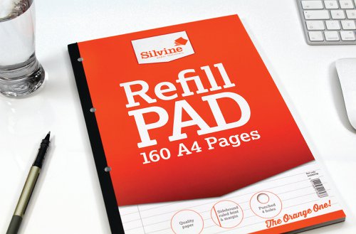 Silvine Punched Feint Ruled Sidebound Refill Pad 160 Pages A4 (6 Pack) A4SRPFM Refill Pads SV41803