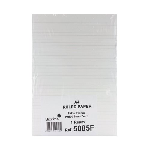 Silvine Feint Ruled Unpunched Fly Paper A4 (500 Pack) 5085FEINT