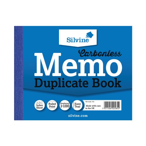 Silvine Carbonless Duplicate Memo Book 102x127mm (Pack of 12) 703-T | Sinclairs