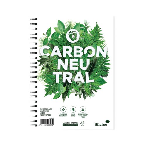 Silvine Carbon Neutral Ruled Notebook A5 120 Pages (Pack of 5) R303 | Sinclairs