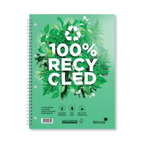 Silvine Premium Recycled Wirebound Notebook A4 (Pack of 5) R102 | Sinclairs