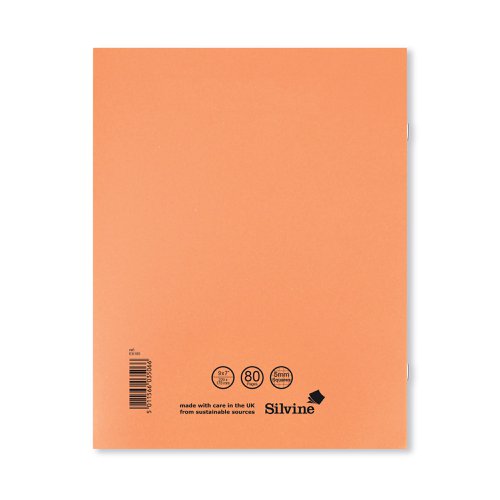 Silvine Exercise Book 5mm Squares 229x178mm Orange (Pack of 10) EX105