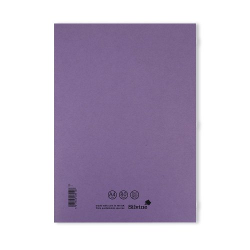 Silvine Exercise Book A4 Ruled with Margin Purple (10 Pack) EX111