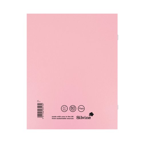 Silvine Exercise Book Plain 229x178mm Pink (Pack of 10) EX112 SV43513