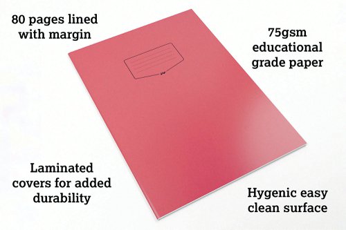 Silvine Tough Shell Exercise Book A4+ Red (Pack of 25) EX153