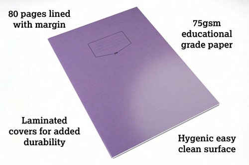 Silvine Tough Shell Exercise Book A4+ Purple (Pack of 25) EX157