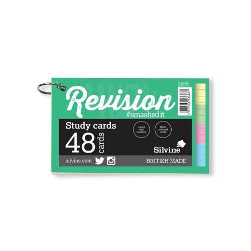 Silvine Luxpad Revision 48 Ringbound Flash Cards Ruled Assorted (Pack of 20) PADSC53