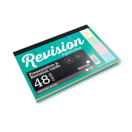 Silvine 48 Revision Notecard Pad Lined Multi-Coloured (Pack of 960) CR50AC