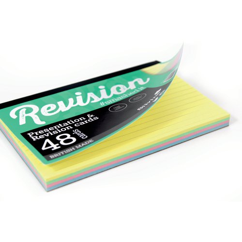 Silvine 48 Revision Notecard Pad Lined Multi-Coloured (Pack of 960) CR50AC