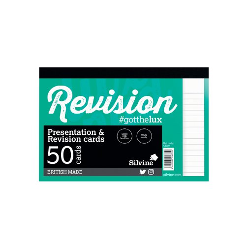 Silvine 50 Revision Notecard Pad Lined White (Pack of 1000) CR50