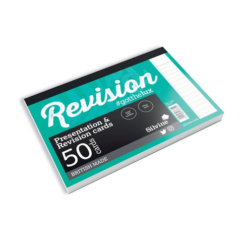 Silvine 50 Revision Notecard Pad Lined White (Pack of 1000) CR50