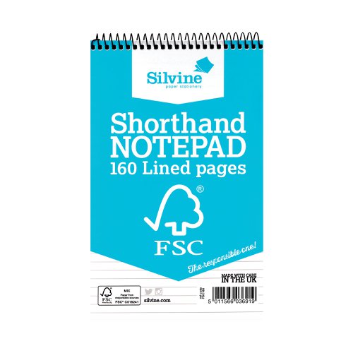 Silvine Envrion Shorthand Notepad 127x203mm (Pack of 10) FSC160 | Sinclairs