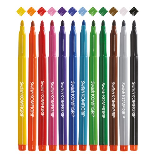 Swash KOMFIGRIP Colouring Pen Broad Tip Assorted (300 Pack) TC300BD | Eastpoint