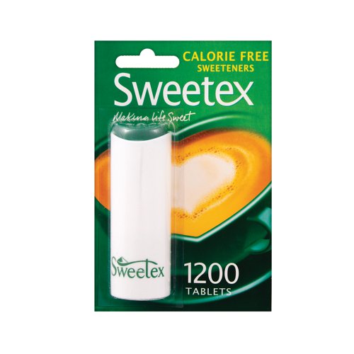 Sweetex tablets are ideal for people wishing to cut down on sugar, as part of a healthier lifestyle with a balanced diet. One Sweetex tablet is equivalent in sweetness to a 5g teaspoon of sugar but with none of the calories. Use Sweetex tablets instead of sugar in hot and cold drinks. Supplied in a single tub of 1200 tablets.