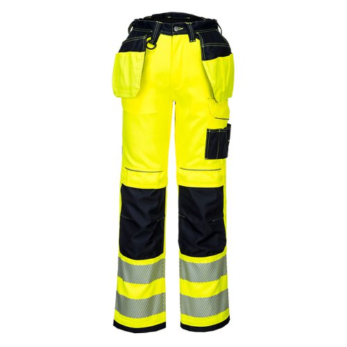 Portwest PW3 Hi Vis Holster Pocket Work Trousers 34 Yellow/Blk