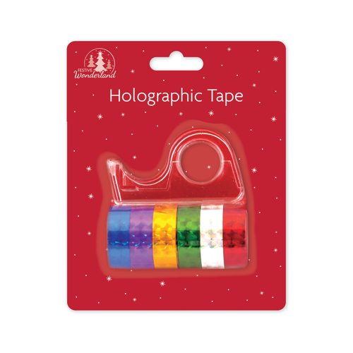 Holographic Tape with Dispenser 6 Assorted Tape Colours (Pack of 12) XA0145