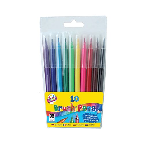Artbox Quality Brush Fibre Pens Assorted x10 Pack of 12 1093