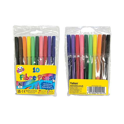 Artbox Fine Tip Fibre Colouring Pens Assorted x10 Pack of 12 1101
