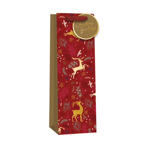 Christmas Reindeer Bottle Gift Bag Pack of 6 X9310A/FSC