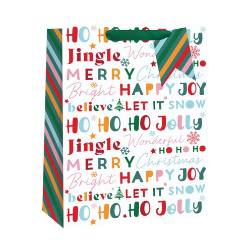 Christmas Jolly Text Gift Bag Extra Large Pack of 6 X9336A/FSC