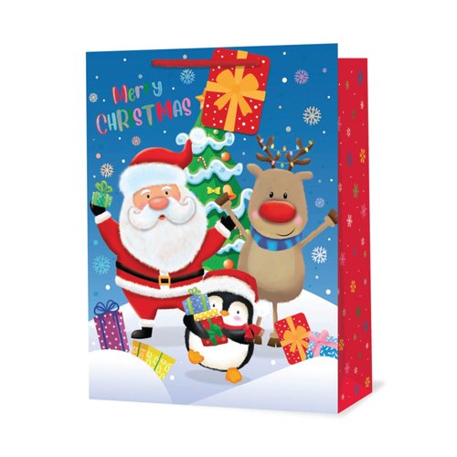 Christmas Santa Snow Scene Gift Bag Extra Large Pack of 6 X9369A/FSC