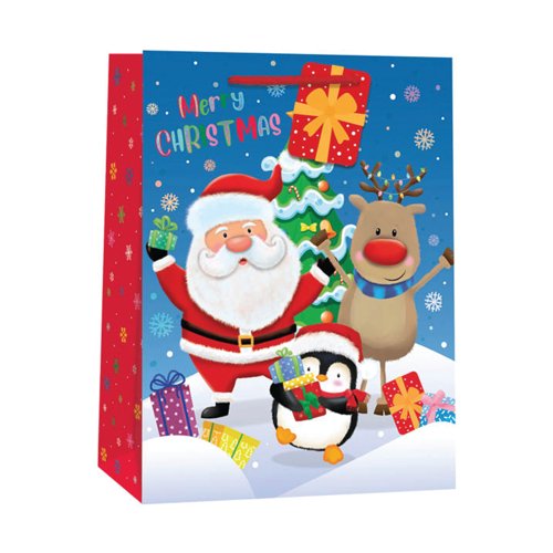 Christmas Santa Snow Scene Gift Bag Large Pack of 6 X9370A/FSC