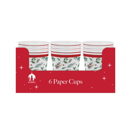 Traditional Christmas Party Paper Cups x6 Pack of 12 X9980B