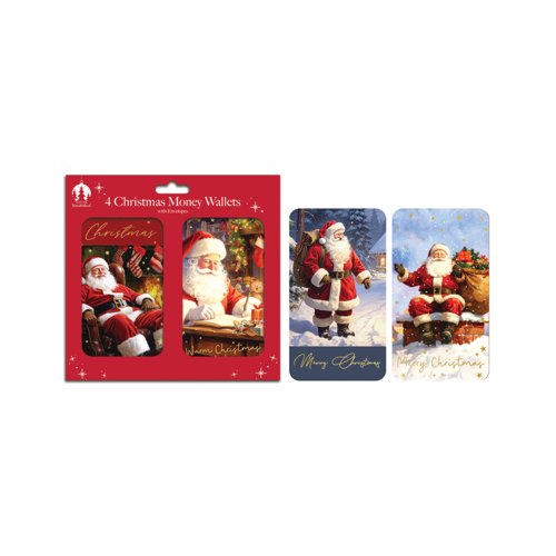 Traditional Santa Christmas Money Wallets x4 Pack of 12 X9048B