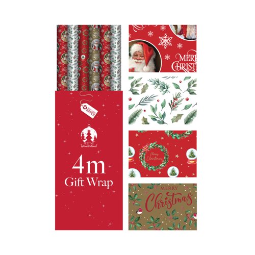 Traditional Christmas Wrapping Paper 4m Pack of 36 X9153B/FSC