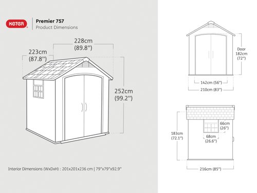 Keter Premier Shed 7.5x7ft Grey KET249198