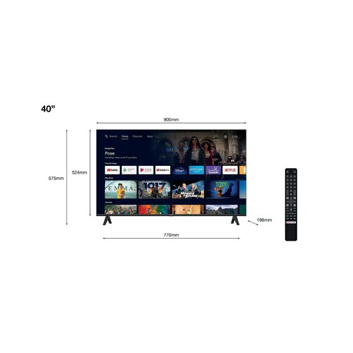 Enjoy the Full HD viewing experience that offers a resolution of 1920 x 1080 pixels, better than standard HDTVs for a crisper and sharper picture. Featuring enhanced contrast, colours and details, the HDR reproduces light and dark shades with precise colours and more detailed images. The Micro Dimming analyses the TV picture in thousands of separate zones to adapt the brightness. Picture quality is significantly improved for a better visual experience, especially in the dark. Whether you are watching films, TV programs, online videos or concerts, Dolby Audio guarantees audio quality that meets your expectations. This TV can play sound simultaneously from the internal speakers and connected headphones via the 3.5mm Jack or Bluetooth. Both volume levels can be regulated separately. One household member can enjoy listening to the TV through headphones without playing the TV loudly. TCL Android TV for easy and unlimited entertainment and allows the casting of contents directly onto the TV. With an elegant frameless design, (no frame on the front for a bigger screen), this slim design is also durable, blending seamlessly into the interior design.